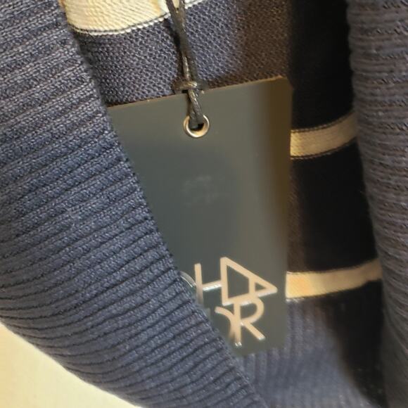 Chaser Vineyard Blue And White Striped Vent Open Back Crewneck Sweater Women's M - Picture 5 of 7